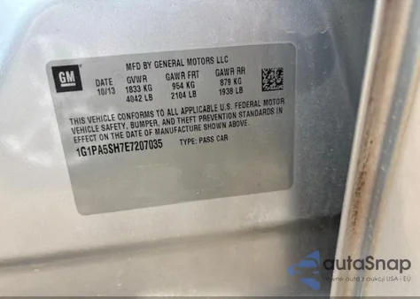 2014 Chevrolet Cruze Ls from USA, damaged, VIN 1G1PA5SH7E7207035